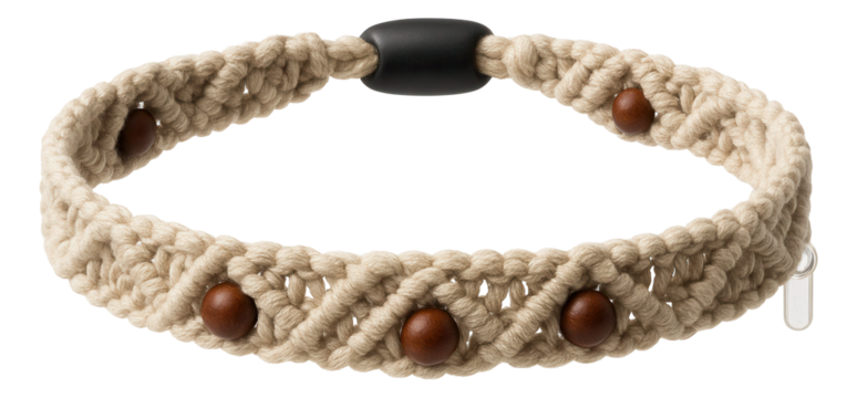 Macrame anklet with wooden beads for earthy, natural looks