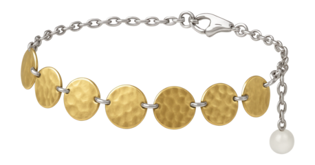 Anklet with hammered metal discs and adjustable chain for artisanal aesthetics