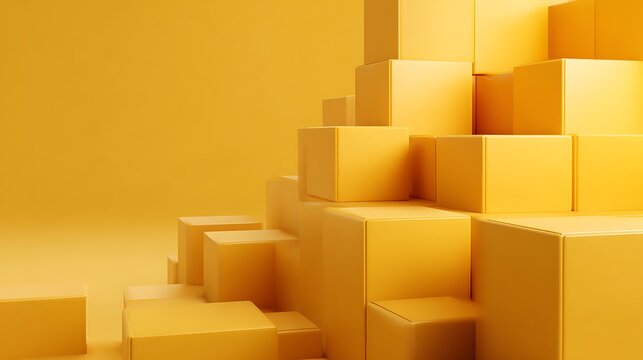 Yellow Geometric Cubes Background