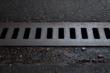 Fototapeta premium Metal drain cover with unique slits, blending functionality and