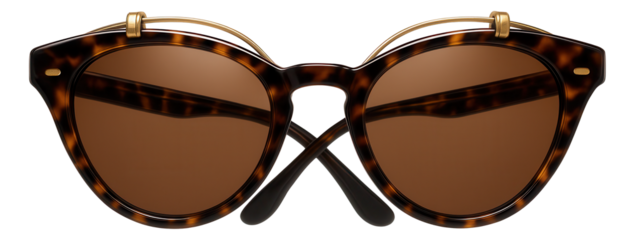 Cat-eye clip-on sunglasses with tortoiseshell pattern and brown lenses