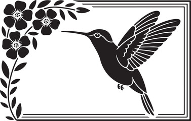 Obraz premium Hummingbird & Floral Laser-Cut Silhouette Bundle 