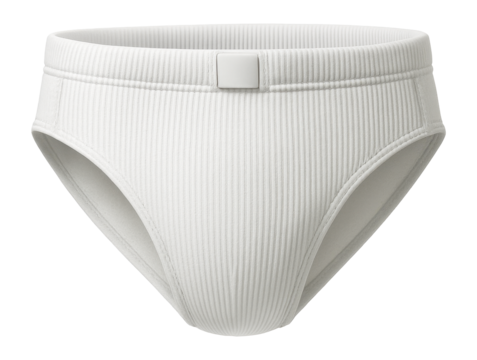 Men's swim briefs in classic white with ribbed texture