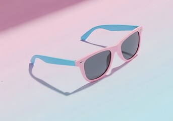 Stylish pink and blue sunglasses on pastel background summer fashion accessory sun protection vibrant eyewear modern design creative composition