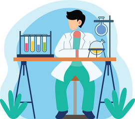 Scientist working in laboratory illustration
