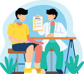 Doctor discussing medical report with patient illustration