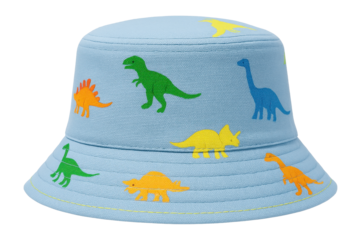 Children's cotton bucket hat with a playful dinosaur pattern
