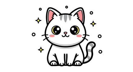 Obraz premium かわいい猫と子猫のイラスト – 癒し系で可愛らしい動物イラスト