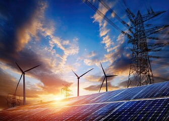Renewable energy at sunset
