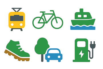 Exploring various modes of transportation in a vibrant illustration showcasing land, water, and eco-friendly options