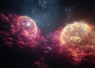 Obraz premium Cosmic nebulae swirl in space
