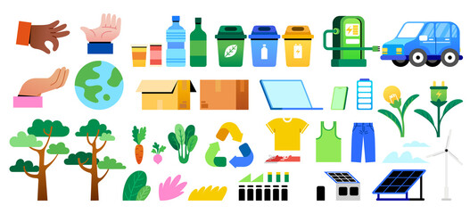 Hand-Drawn Flat Illustrations of Circular Economy Concepts Original Collection