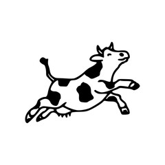happy jumping cow drawing
