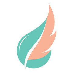 Obraz premium Minimalist paint drop logo design forming a feather shape with vibrant colors