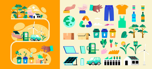Flat Hand-Drawn Illustrations for Environmental Education