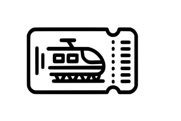 Line icon of train ticket representing transportation and travel
