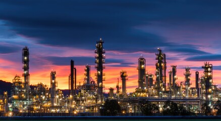 Naklejka premium Industrial complex at dawn