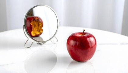The duality of appearance: a perfect apple and its rotten reflection

