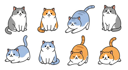 Fototapeta premium かわいい猫と子猫のイラスト – 癒し系で可愛らしい動物イラスト