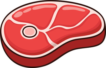 Cartoon illustration of a slice of red meat.