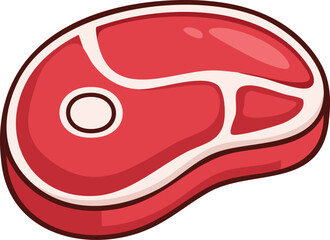 Cartoon illustration of a slice of red meat.
