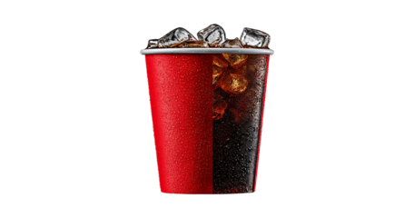 Authentic Ice Cold Cola in Red Paper Cup, isolated on transparent background, PNG