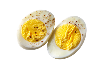 Clean Sliced Boiled Eggs, isolated on transparent background, PNG