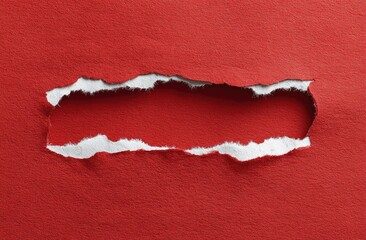 Red paper with a torn horizontal section