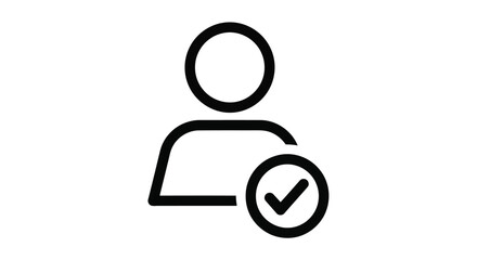 User profile icon with check mark isolated on white background