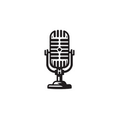 Retro mic Vector - Illustration of Retro mic - Minimalist Retro mic illustration.