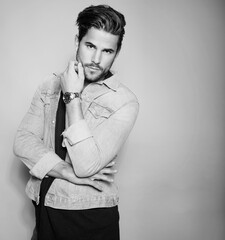 Handsome young man with wirst watch