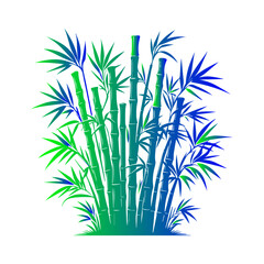 Obraz premium Black Silhouette of Bamboo Stalks and Leaves