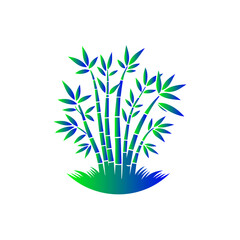 Black Silhouette of Bamboo Stalks with Leaves