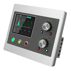 Fototapeta premium Modern medical monitoring device with digital display and control knobs isolated on transparent background