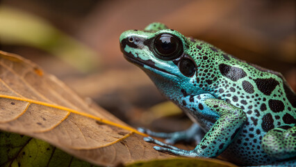 Fototapeta premium poison dart rog is sitting on a leaf
