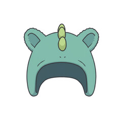 Obraz premium Adorable baby hat design featuring fuzzy ears and a horn, isolated on white background