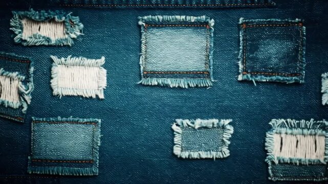 Denim with distressed patches