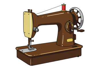 Vintage Sewing Machine: Detailed Close-up isolated on transparent background
