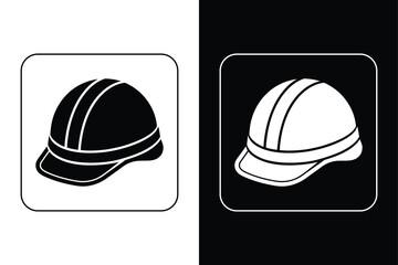 Construction Helmet Icon in Flat Design on White Background.