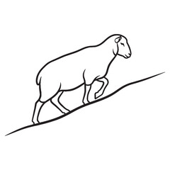 Classic Sheep Line Art – Sheep Vector Outline Drawing with Gentle Pastoral Look – Sheep Drawing – Vector of Sheep – Sheep Outline

