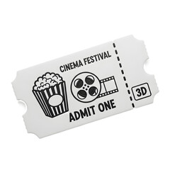 Admit one to cinema festival with popcorn and 3D movie experience design