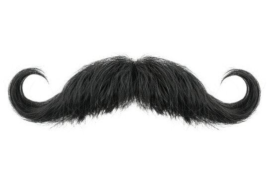 A detailed black handlebar mustache isolated on transparent background