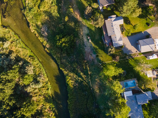 Aerial top down of nature meadow during summer in Yakima Valley Kennewick Richland Washington