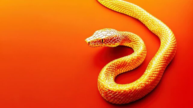 Golden snake on vibrant red for Lunar New Year.