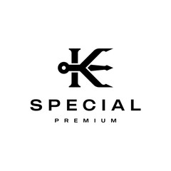luxury trident K letter logo design template. trident K letter logo.	
