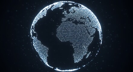 Luminous Digital Planet Earth Formed by Glowing Alphanumeric Code