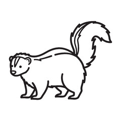 Detailed Skunk Line Art – Skunk Vector Outline Drawing with Iconic Stripes – Skunk Drawing – Vector of Skunk – Skunk Outline

