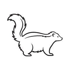 Classic Skunk Line Art – Skunk Vector Illustration Balanced Drawing with Smooth Shape – Skunk Drawing – Line Art Drawing of Skunk – Skunk Icon

