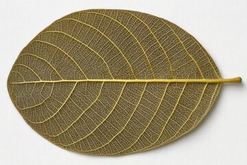 Detailed close-up of a light brownish-gray leaf, showcasing intricate venation patterns