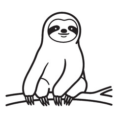 Gentle Sloth Line Art – Sloth Vector Outline Drawing with Relaxed Wildlife Style – Sloth Drawing – Vector of Sloth – Sloth Outline

